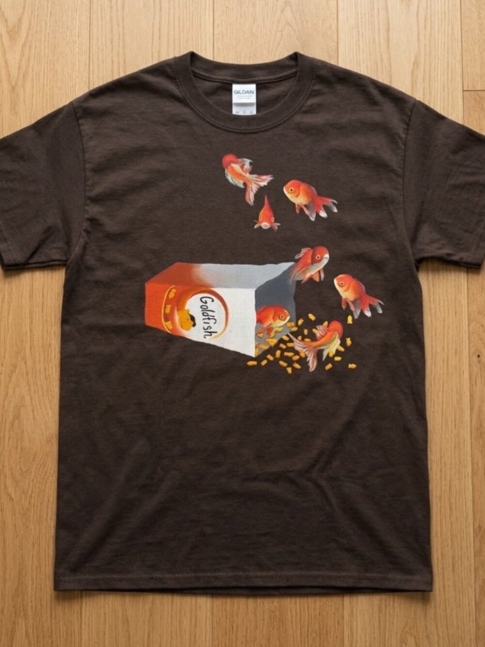 Vintage Goldfish Graphic T-Shirt - Dark Brown Gift For Women’s